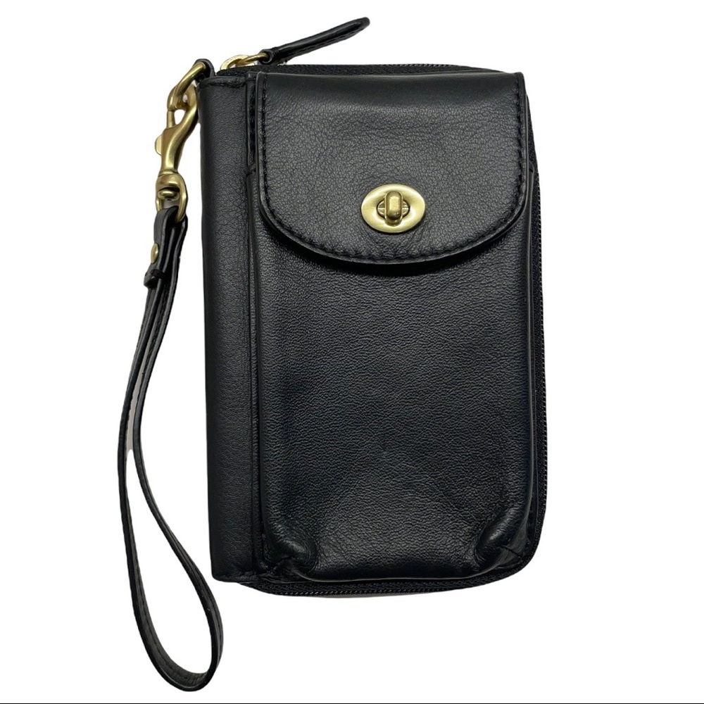 COACH Black Leather Wristlet